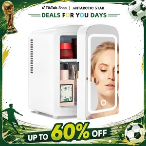 【DealsForYouDays】Antarctic Star Mini Fridge – 4L/12oz, adjustable-brightness LED mirror, skincare cooling. Stores cosmetics, skincare & food. Portable for bedroom, car, dorm. Eco-friendly, fluorine-free. Note: internal temp varies with ambient temp.
