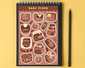 Chocolate Bear Bakery Goodies Sticker Sheet, Cute Bear Dessert Sticker Pack, Adorable Chocolate Pastry Bear Stickers, Kawaii Sweet Treats Vinyl Decals, Cute Chocolate Bread Stickers