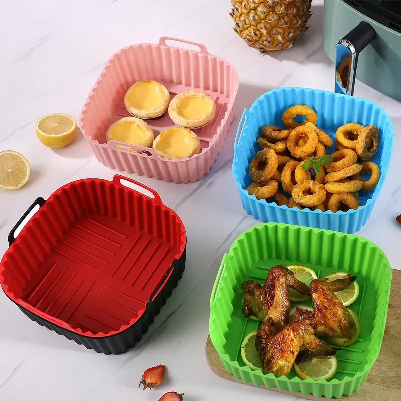 Square Silicone Air Fryer Liners, Air Fryer Sheets, Compatible with 4-10 QT, Reusable Silicone Basket, Air Fryer Accessories Air Fryer Liners Heavy-Duty Non-Stick Oil-Resistant  air fryer accessory woman birthday gift