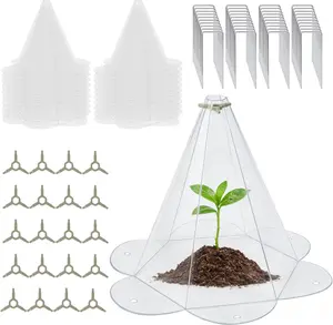 20 Pack Garden Cloches for Plants, Larger Plant Covers Freeze Protection with 40 Ground Securing Pegs, Plant Protectors from Animals for Vegetable, Flower Seedlings, 10.51" H X 10.48" D