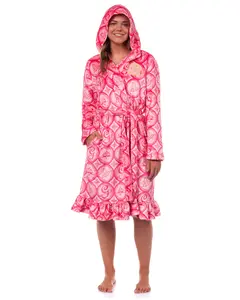 Wicked Women's Bathrobe Glinda the Good Witch Ruffle Self-Tie Hooded Robe