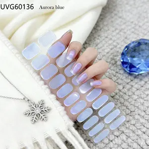 Siren Song Iridescent Blue Aurora Wrap, Enchanting Mermaid Scale Gel Nail Stickers, Ocean Aesthetic Nail Art for Unique Designs