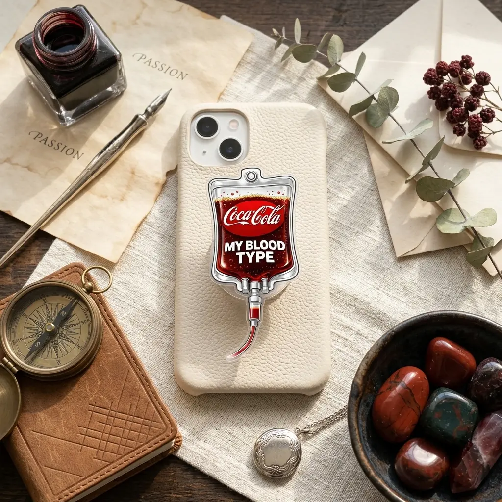 Funny My Blood Type Soda Phone Grip | Cute IV Bag Red Liquid Phone Holder Stand Gag Gift Funny My Blood Type Soda Phone Grip | Cute IV Bag Red Liquid Phone Holder Stand Gag Gift