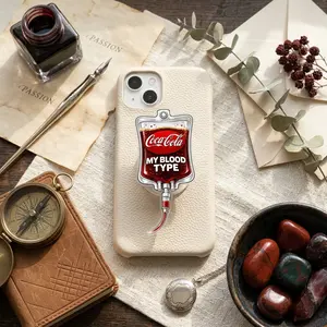 Funny My Blood Type Soda Phone Grip | Cute IV Bag Red Liquid Phone Holder Stand Gag Gift