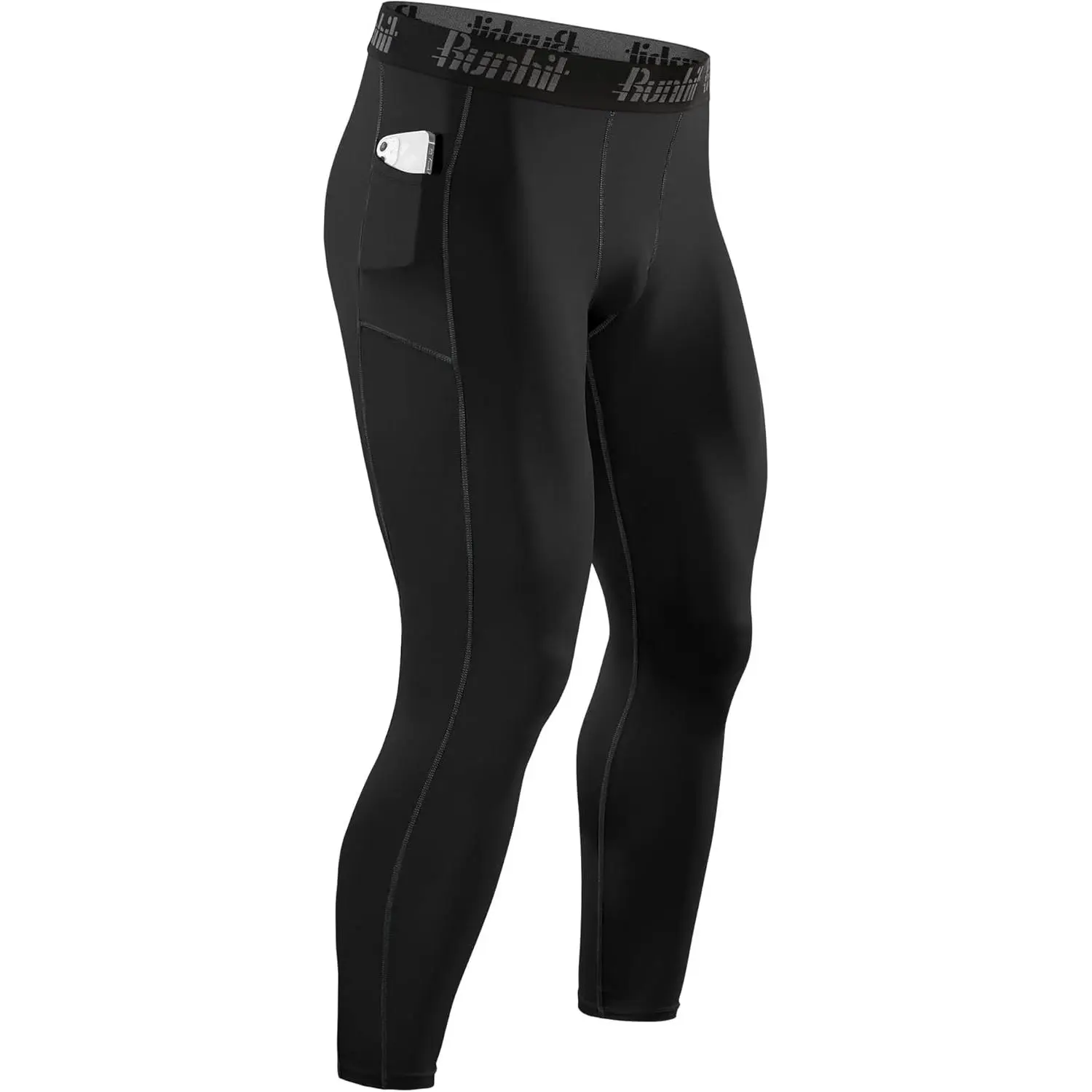 Mens Compression Pants Running Tights Pockets Sports Leggings Spandex Workout Cycling Athletic Thermal