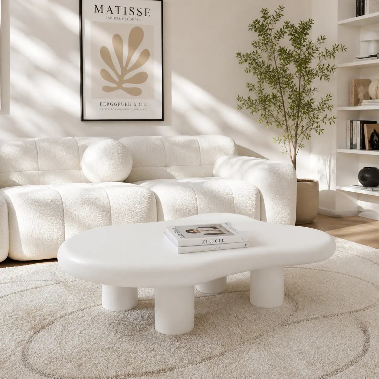 Cloud coffee table, white coffee table, cream style living room table, simple modern and fashionable table, irregular cloud shape