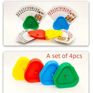 Triangle Shaped Playing Card Holder, 4 Counts/set Mini Card Clip, Desk Organizer for Board Games Poker Business Card, Office Desk Accessories, Gaming Desk Accessory