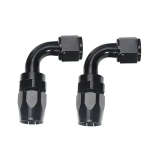 3mirrors 10AN 90-Degree Swivel Hose End Fitting for Braided Fuel Line Aluminum Black, 2Pcs