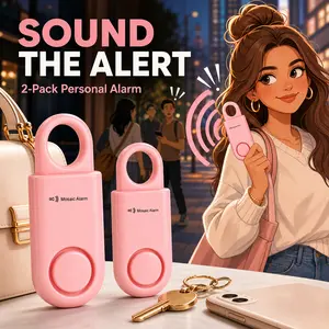 2 Pack Personal purse handbag Safety Alarm 130db User-Replaceable Battery SOS Mini Emergency Loud Sound Siren Keychain Alert for Women, College Students, Children, Night Runner, Hiking, AquaCamp, Bear Alarm.
