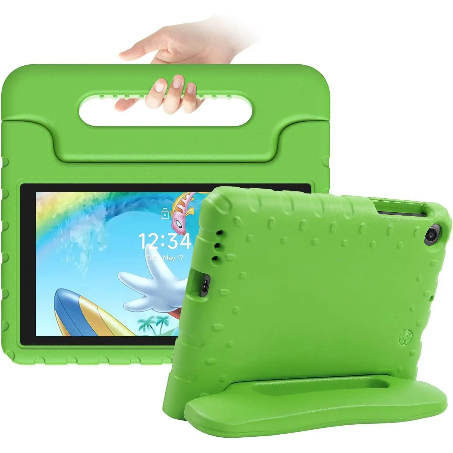 Case for Onn 7 inch Gen 3 2022 (Model:100071481),  7 Inch Android Tablet Case with Handle EVA  Shockproof Washable Cover for Adults,  (Green)
