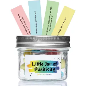 20 Positive Messages - Mini Jar of Positivity - Uplifting Affirmations, Self Care, Kindness, Joy, Motivational Messages Positive Jar Decorative Jar (Colorful-Positive)