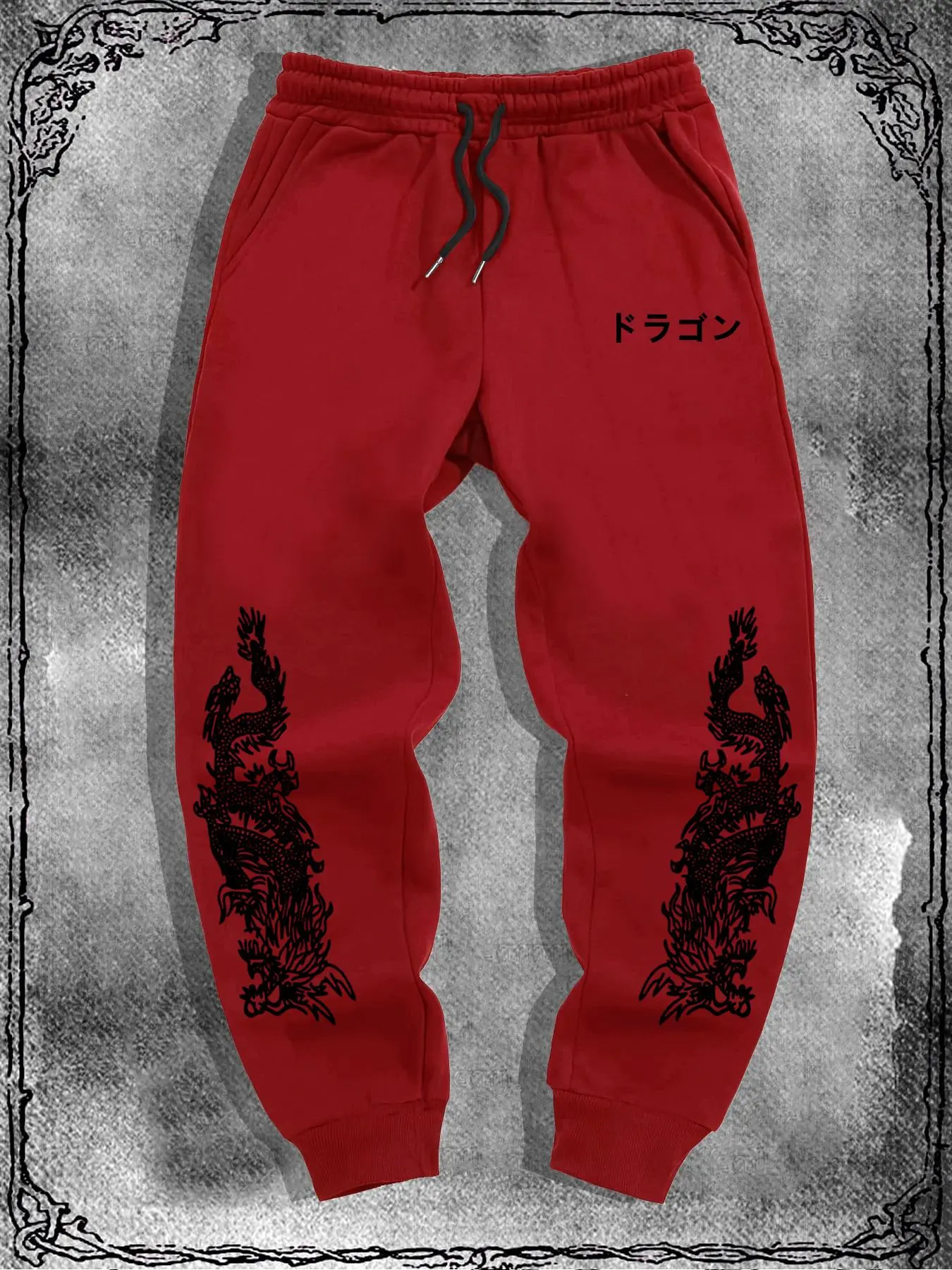 Men's Dragon Print Drawstring Waist Sweatpants, Regular Fit Casual Pocket Jogger Pants for Outdoor Daily Wear, Men's Trousers for All Seasons