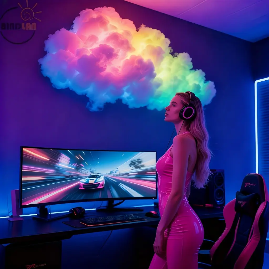 3D Cloud Night Light, Decorative Night Light, 2m LED Strip, Music Control, USB Powered, Cloud Design, Ideal for Bedroom, Game Room, Living Room, Party Decor, Music Sync Lights, Led Ambient Lighting, Indoor Lighting