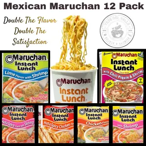 Maruchan 12 Pack Mexican Instant Lunch Variety Pack with Lime Chili Piquin Chicken & Shrimp Flavors Double the Flavor Double the Satisfaction