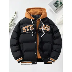 Men's Winter Hooded Jacket - Lightweight Insulated Casual Coat with Zipper Front, Pockets & 100% Polyester, Regular Fit for Everyday Cold Weather, Everyday Cold Jacket | Trendy Winter Coat | Quilted Jacket, Winter Clothes