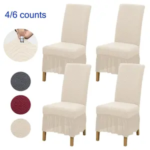 Solid Color Chair Cover, Chair Slipcover, Washable Chair Slipcovers, 4/6 Counts Removable Washable, Dining Room Chair Protector, Chair Covers for Dining Chairs, for Home Hotel Restaurant Chair Covers Set