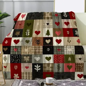 Christmas Holiday Print Flannel Lightweight Cozy Blanket, Soft Warm Throw for All Seasons, Indoor Outdoor Home Decor, Fall Decoration