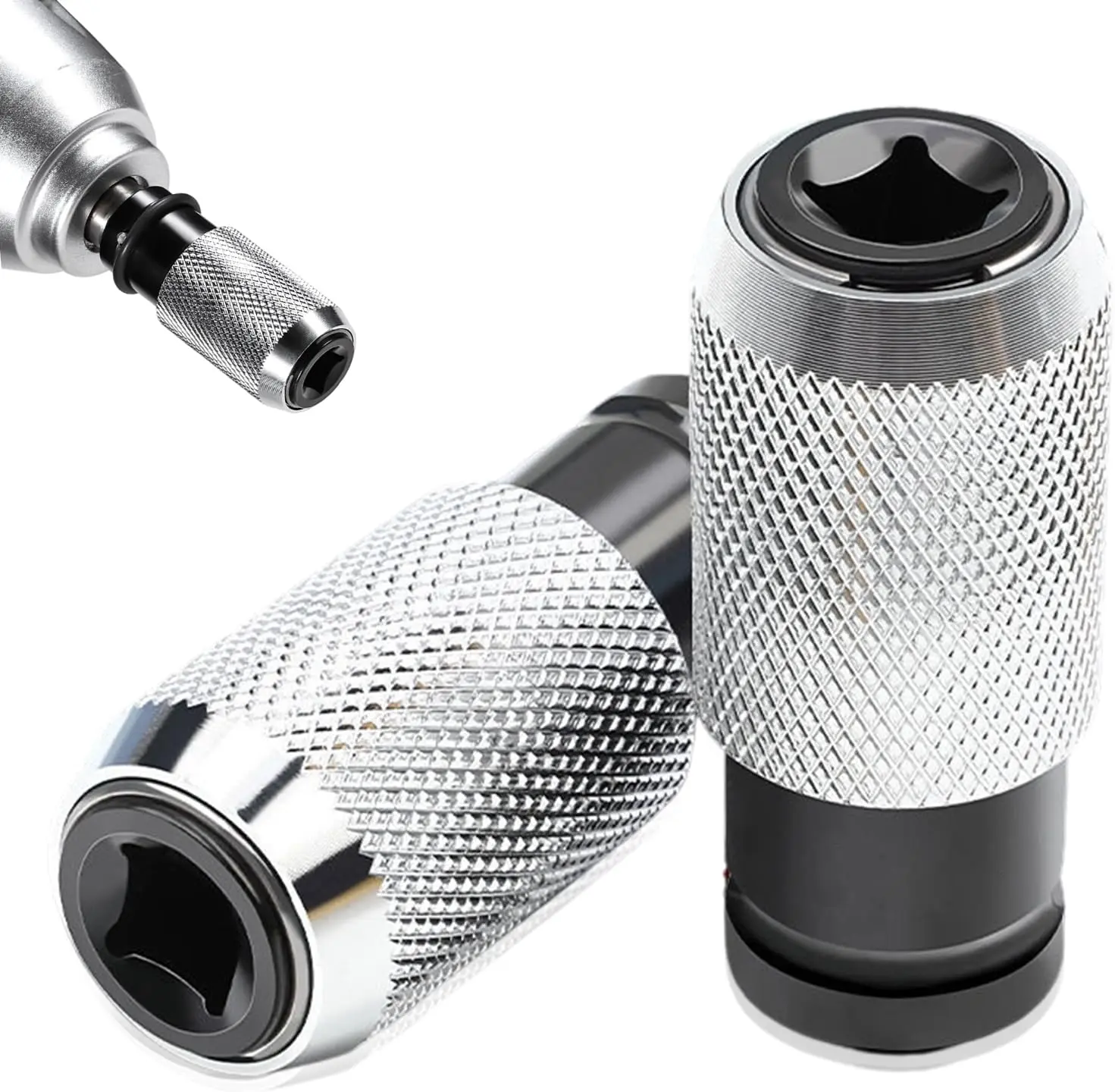 (2pcs)Rotary Hammer-to-Drill Converter, Power Wrench Adapter, Impact Wrench-to-Rotary Hammer Adapter, Drill/Wrench-to-Rotary Hammer Conversion Joint, Pneumatic Hammer Socket Adapter — Suitable for Square-Shank Drill Bits