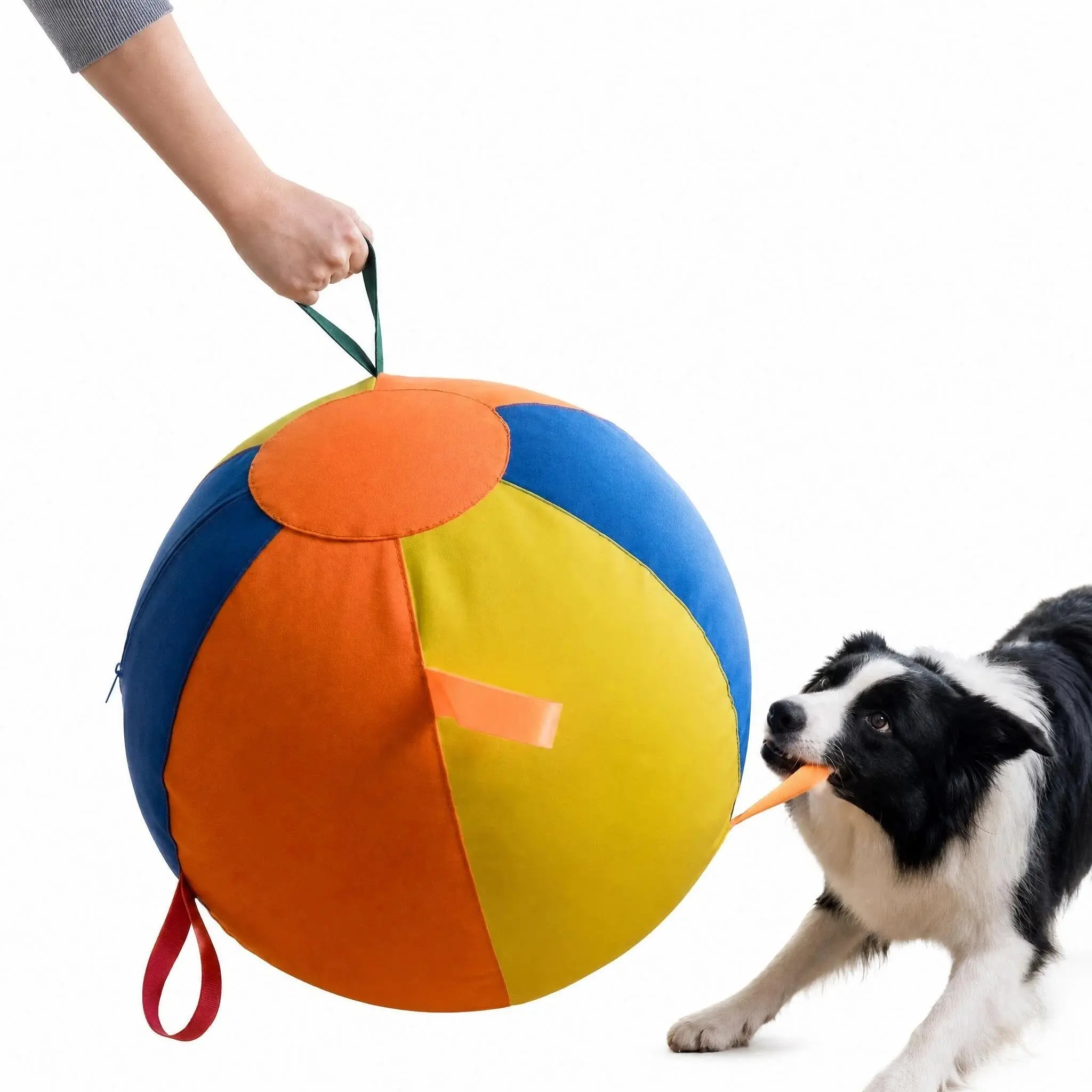 ZEELA 22" Indestructible Dog Herding Ball - Heavy Duty Interactive Chase Toy with Grab Tabs, Double-Layer Reinforced Stitching & Quick Inflate Design for Large Dogs