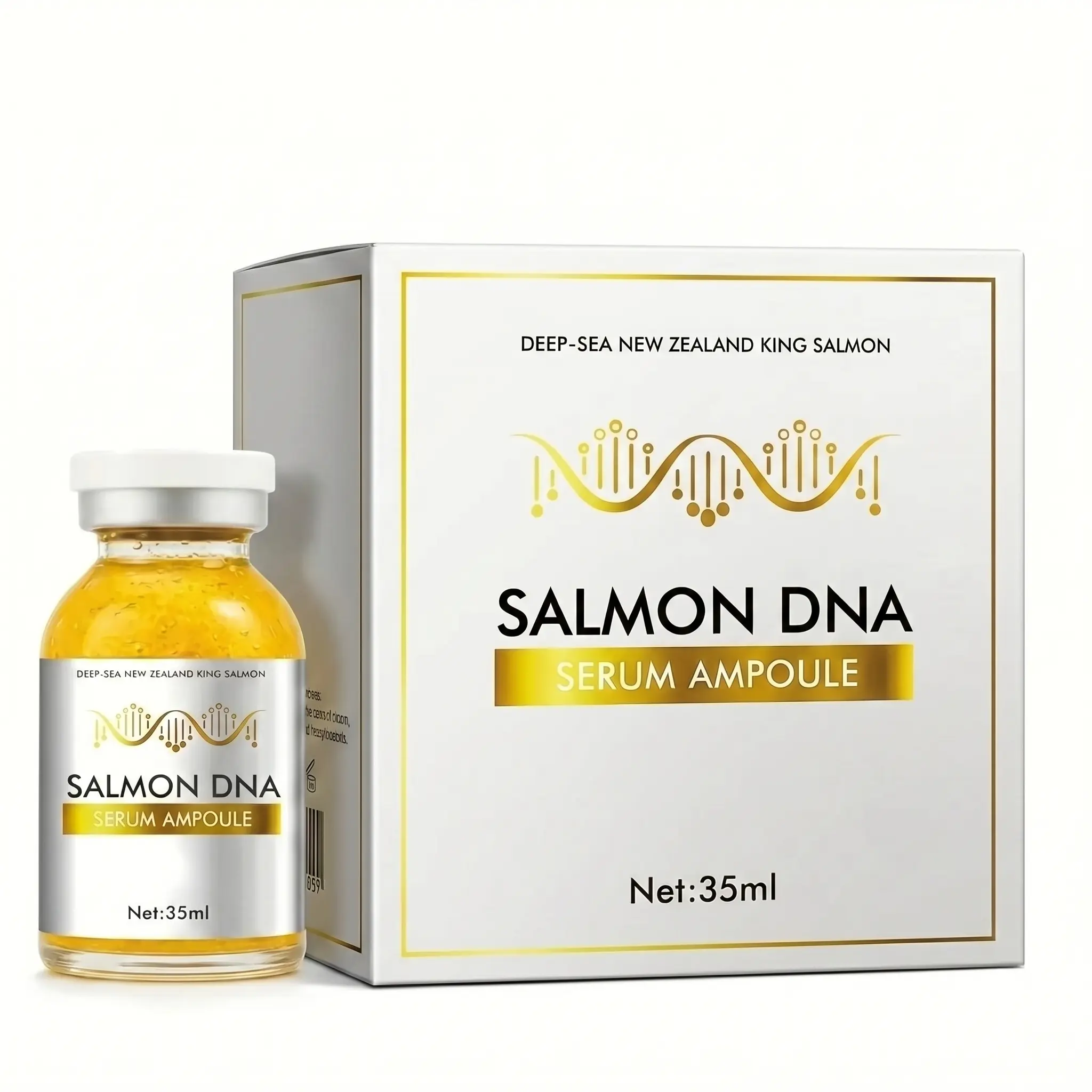 Luxury Salmon DNA Serum Ampoule with Collagen Boost for Plump, Radiant Skin - Fast Absorbent Anti-Aging Face Treatment for Dullness, 35ml, Moisturizer, Hydrate, Firming, Moisture, Nz Salmon Dna, Cellular Rejuvenate
