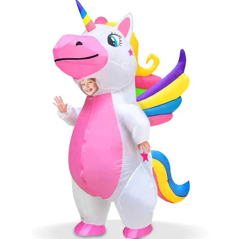 Halloween Inflatable Unicorn Costumes Kids, Full Body Unicorn Blow Up Costume for Girls Halloween Inflatables Party Cosplay