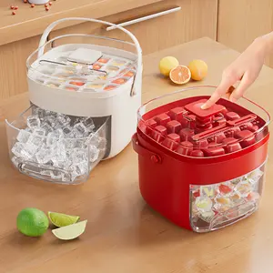 1Pc manual ice maker, ice cube mold, food grade plastic storage tray - portable design, can make 48 ice cubes at one time, ice box, ice cube tray is suitable for beverages, tea and coffee, kitchen essential gadgets