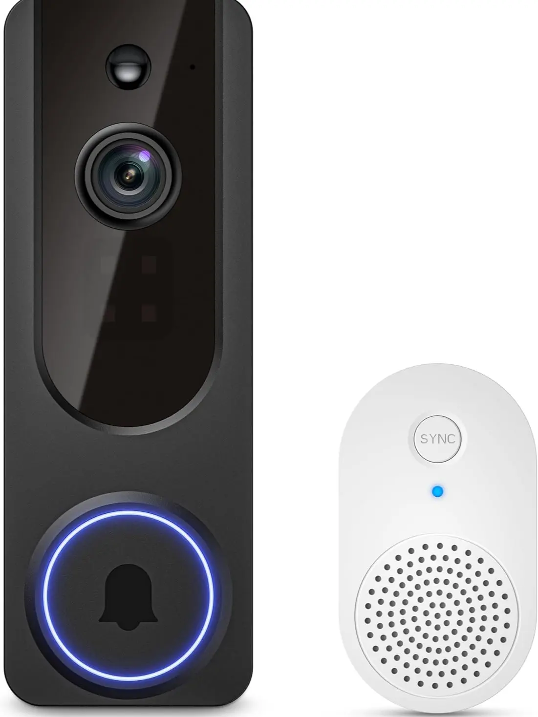 [USA Stock] - Doorbell Camera Wireless with Indoor Receiver, Baby Monitor, Battery Powered, AI Human and Motion Detection, 2 Way Talk, 1080P Night Vision, Cloud Storage (Sold Separately)