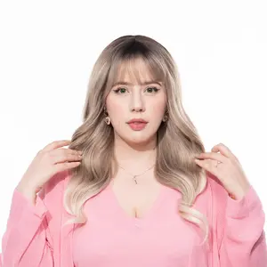 24-Inch Blonde Ombre (Brown Roots) Wavy Synthetic Wig | 【Cap Included】 | #10 FSGB