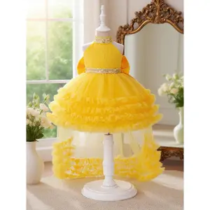 Toddler Girl's Glitter Sequin Decor Tulle Dress, Elegant Sleeveless Round Neck A Line Dress for Party Performance Birthday, Kids Clothes for All Seasons