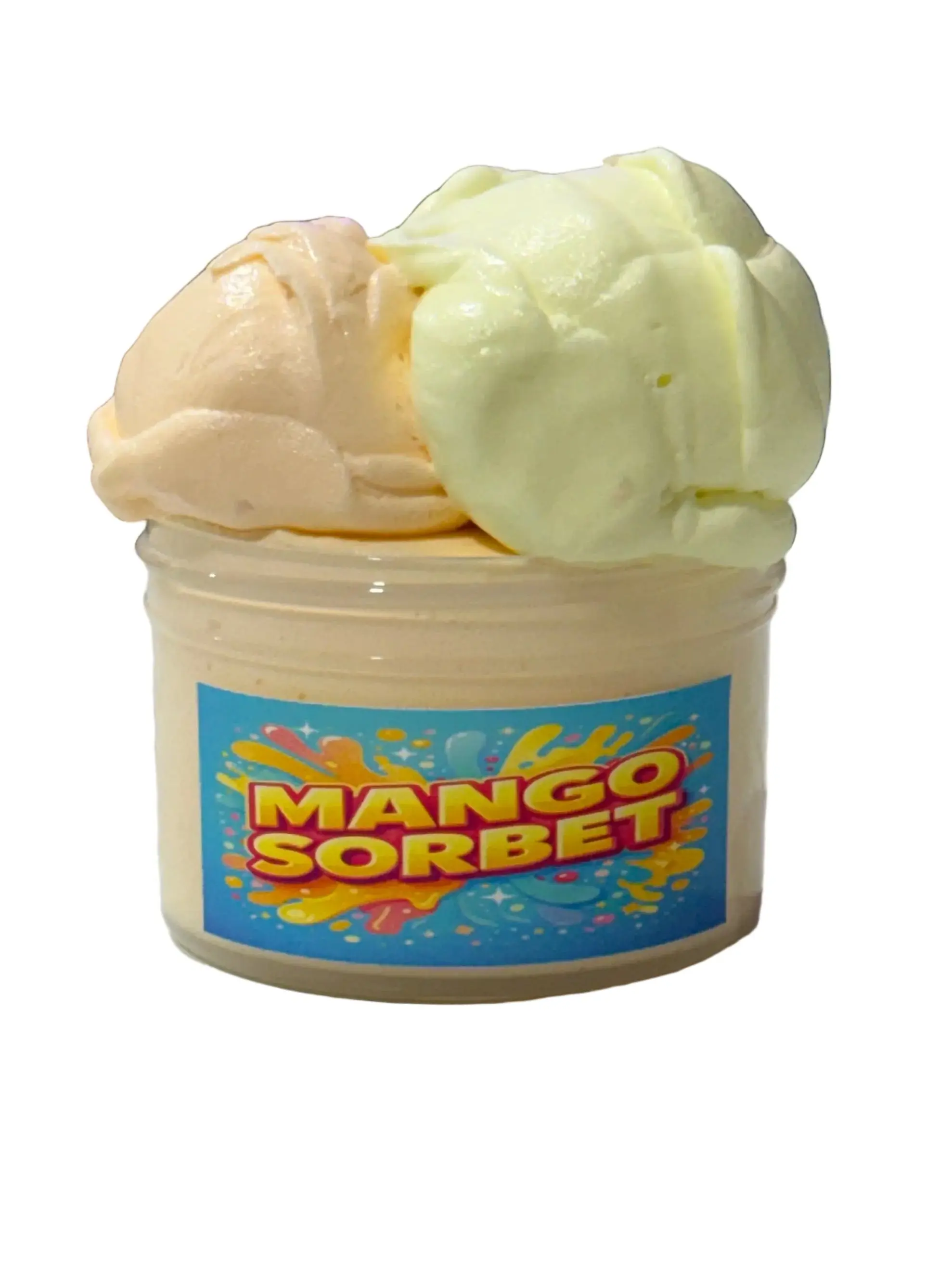 Mango Scented Sorbet Butter Slime - Non-Toxic White Clay Squishy Soft Stress Relief Toy for 10-12 Years, Airy, Fluffy, Spreadable Classic & Novelty Tropical Summer Play Toy