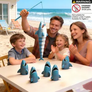 Interactive Fishing Toy Set, Stretchable Shark Design, Perfect Gift for Kids & Adults, Ideal for Indoor/outdoor Play, Birthday Present