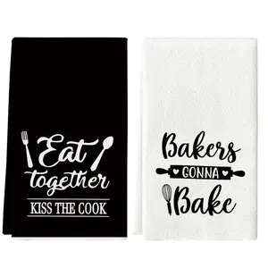 2-Pack & Kitchen Towels, Kitchen Cleaning Cloths, Knife Fork Spoon Print, 16x24 Inches, Reusable, Bathroom Decor, Home Essentials