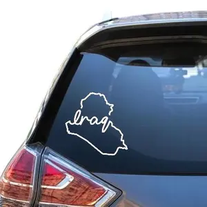 Iraq Map Car Decal, Iraq Car Sticker, Self-adhesive vinyl for Metal, Glass & Plastic Surfaces, Single Use {White}