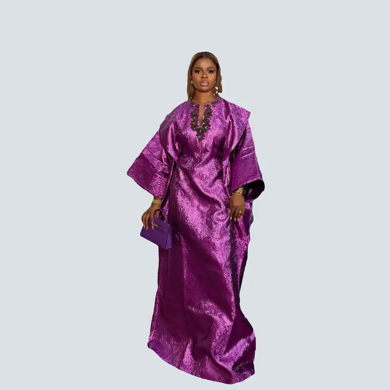 Boubou Dress Luxury African Floral Design for Special Occasions Handmade Casual Bubu with Intricate Hand Embroidery & Beadwork Elegance Party Formal Cotton - Elegant