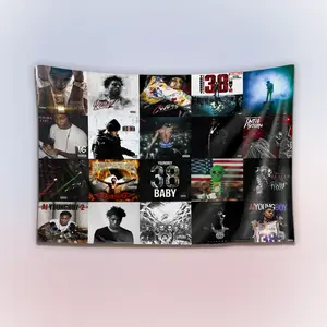 Vintage YoungBoy Album Collection Tapestry, Hip-Hop Rap Artist Wall Hanging Decor, Retro Music Art Banner, Bedroom Studio Wall Art, Gift for Fans