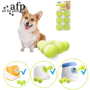 All For Paws Premium-Quality 2inch/2.5 inch Tennis Balls for Automatic Dog Ball Launcher Portable Bite Resistant 6 pcs Pack Toy for Dogs Without Launcher Machine