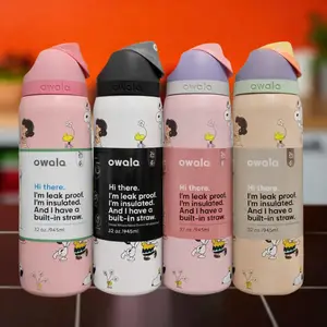 Owala FreeSip 32oz Sn0o-py Water Bottle with Straw – Insulated Stainless Steel Leakproof Hydration Bottle TikTok Viral Everyday Use