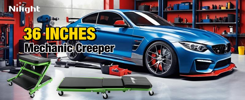 Nilight 36" Z Creeper - 2-in-1 Rolling Folding Car Seat, 36 inches Adjustable Roller Garage Chair Lay Down or Sit, 330LBS Capacity, Green Black