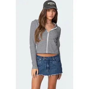 Edikted Women's Madison Striped Zip Up Hoodie
