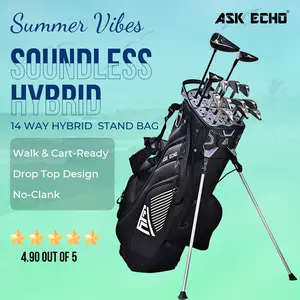 Ask Echo Golf Soundless Hybrid Stand Bag ST-LOCK Mecha 14 Way Dividers Quiet Bag / Black