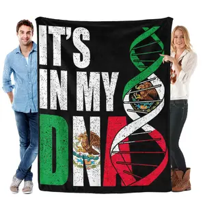 Mexico DNA Mexican Flag Proud Hispanic Men Women Gift Flannel blanket Super Soft Flannel Blanket for Sofa Couch Bed Camping Travel - Plush Warm Home Decor for All Seasons