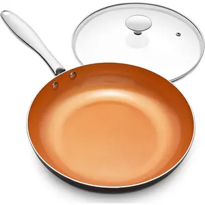 Frying Pan with Lid, Nonstick 8 Inch Frying Pan with Ceramic Titanium Coating, Copper Fry Pan with Lid, Small Fry Pan 8 Inch, Nonstick Fry Pans