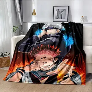 Gojo Satoru Ryomen Sukuna Jujutsu Kaisen Anime Blanket JJK Fleece Throw Manga Room Decor Dark Aesthetic Otaku Gift Cozy Bedroom Trending Tiktok Finds Japanese Merch Soft Warm Bed Sofa Cover Gamer Accessories Edgy Teen Boy Epic Cool Fire Art