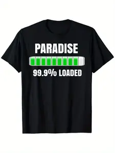 JW Org Jehovah'S Witnesses Paradise Loading Graphic T-Shirt - Humorous Design Featuring a Battery Icon, Unisex Comfortable Casual Tee, Slightly Stretchy & Long-Lasting Fabric, Machine Washable