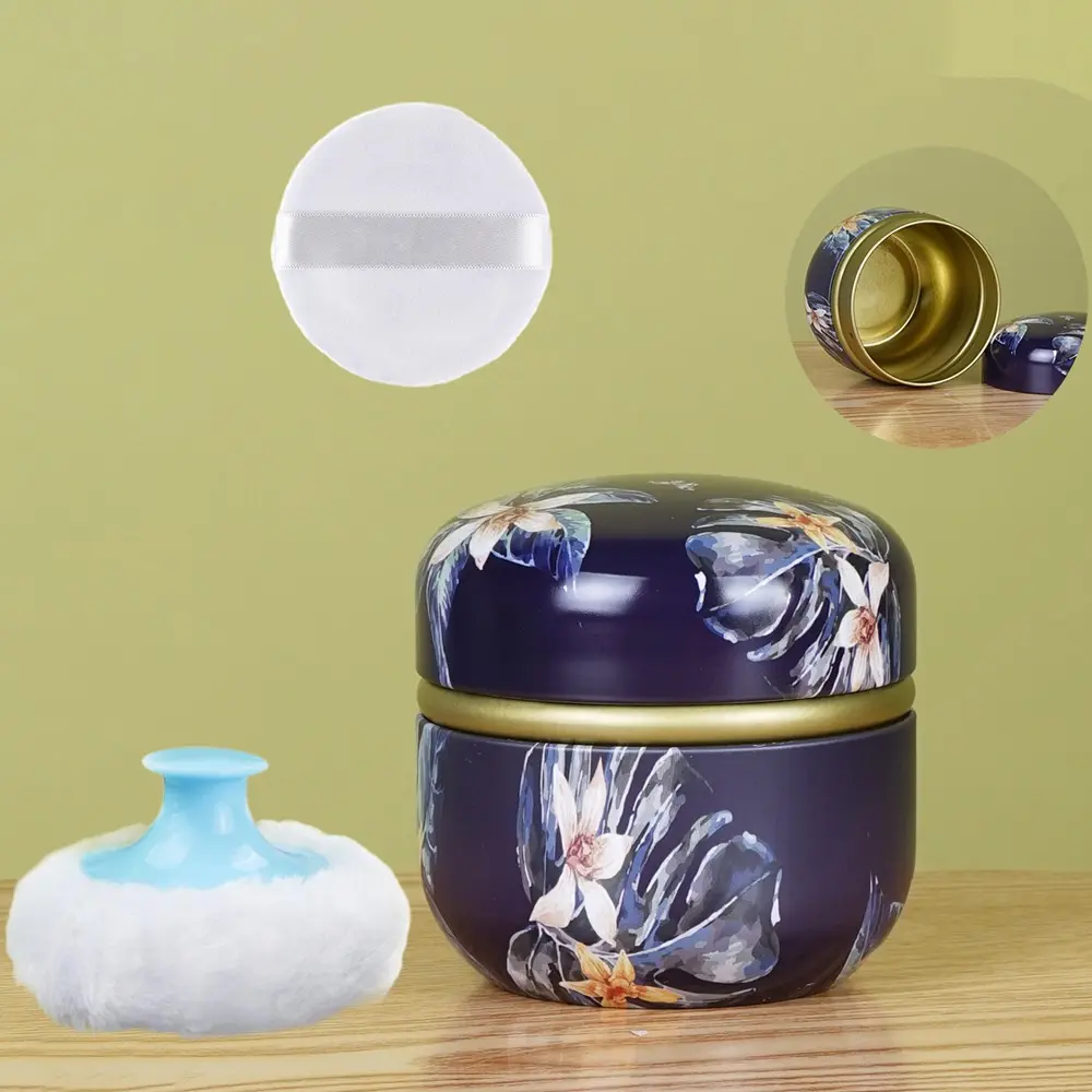 Large Portable Empty Travel Bottle for Body Powder with 2 Body Powder Puffs, Soft Powder Puff and Dusting Powder Travel Case