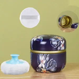 Large Portable Empty Travel Bottle for Body Powder with 2 Body Powder Puffs, Soft Powder Puff and Dusting Powder Travel Case