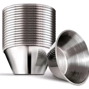 Stainless Steel Condiment Cups 1.5 oz 12 Pack Individual Portion Dipping Sauce Cups Small Metal Ramekins for Ketchup Marinara BBQ Sauce Reusable for Restaurants