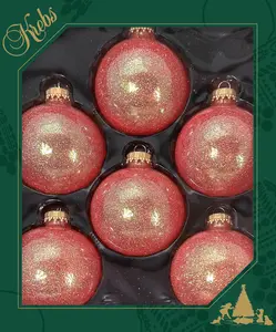 Fire Sparkle 2 5/8" (67mm) Glass Ball Ornaments - Set of 6