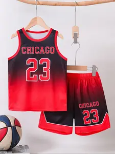 Two-Piece Set Boy's Basketball Set, Letter Print Sleeveless Basketball Jersey & Shorts, Casual Breathable Quick Drying Sports Set for Basketball Training, Kids Sports Clothing, Sleeveless Jerseys Boys, Youth Shorts