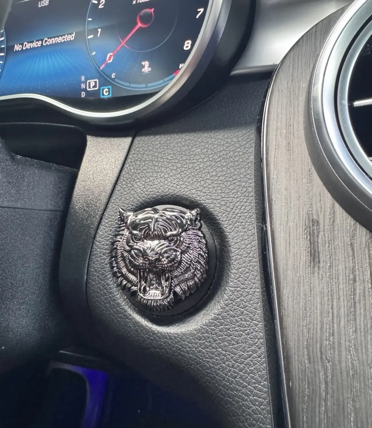 Animal  Head Car Ignition Button Cover - Durable Stylish Silver Finish for Vehicle Interior Decor - Enhance Your Car's Aesthetic Appeal